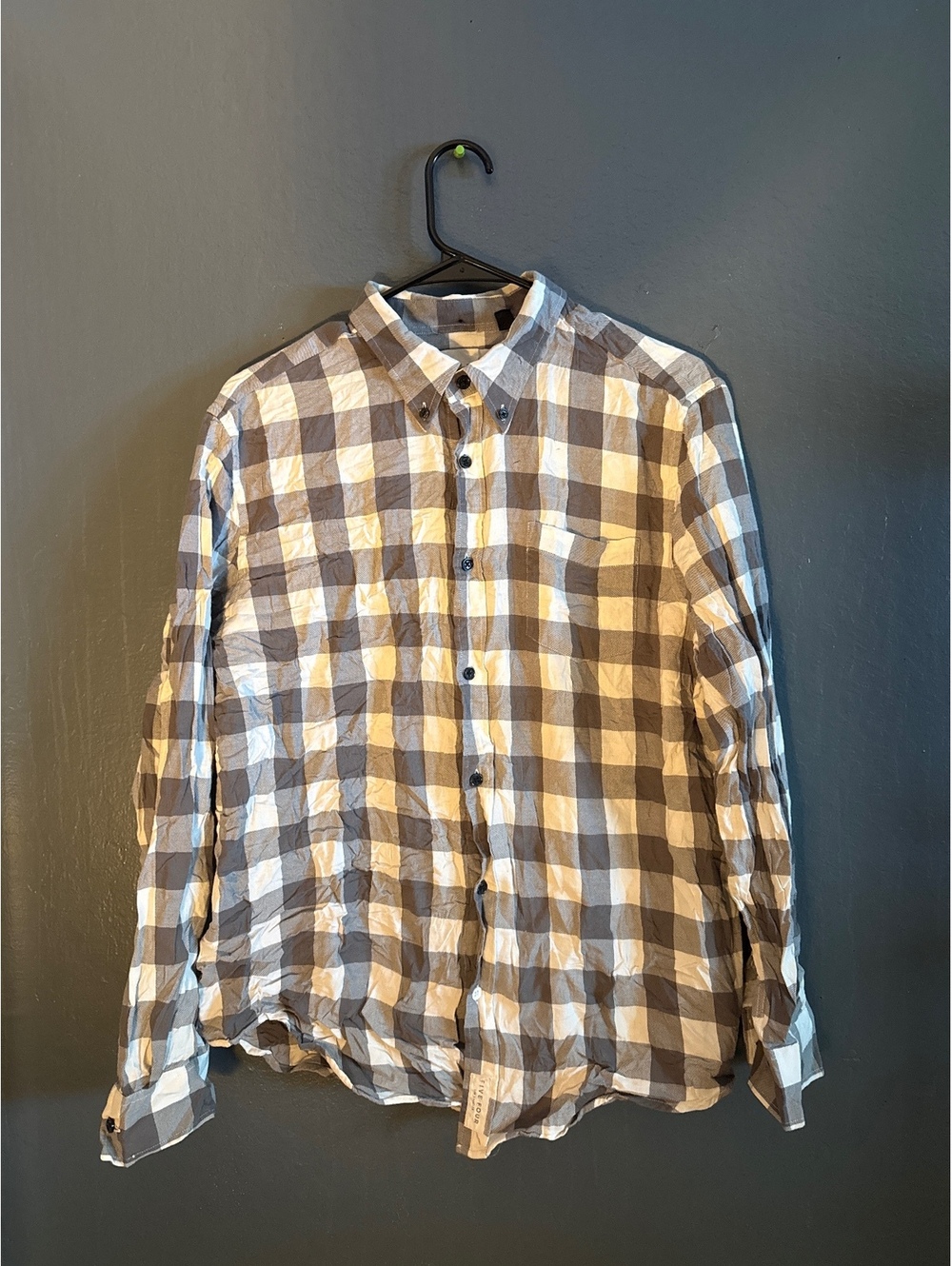 Five Four Men's Gray and White Checkered Button-Up Shirt